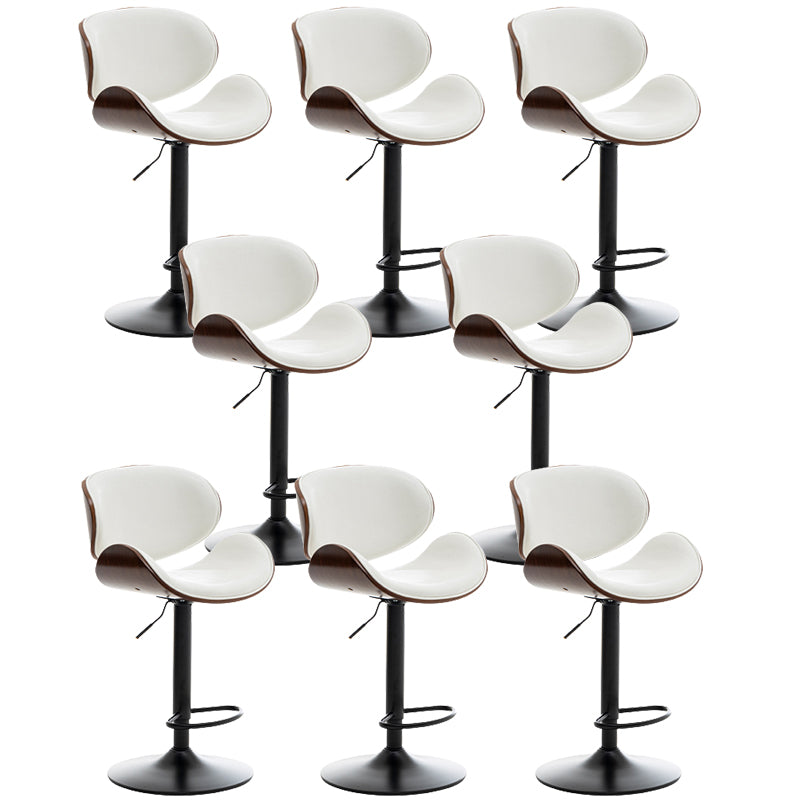 Contemporary Metal Adjustable Barstool Leather Counter Stool with Swivel in Matte Finish