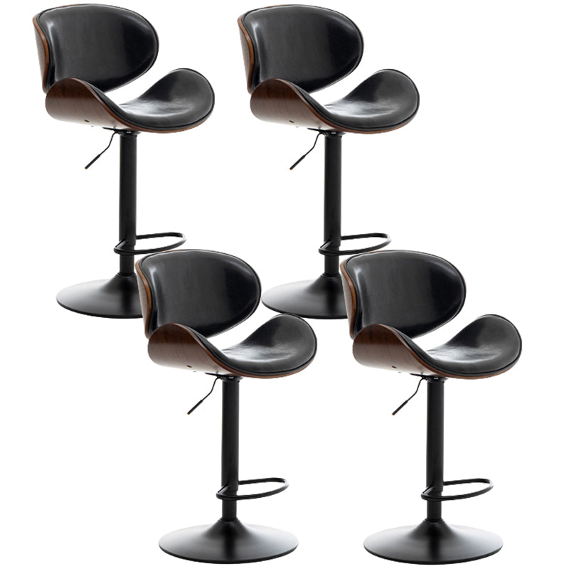 Contemporary Metal Adjustable Barstool Leather Counter Stool with Swivel in Matte Finish