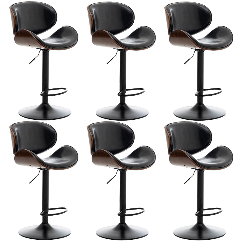 Contemporary Metal Adjustable Barstool Leather Counter Stool with Swivel in Matte Finish