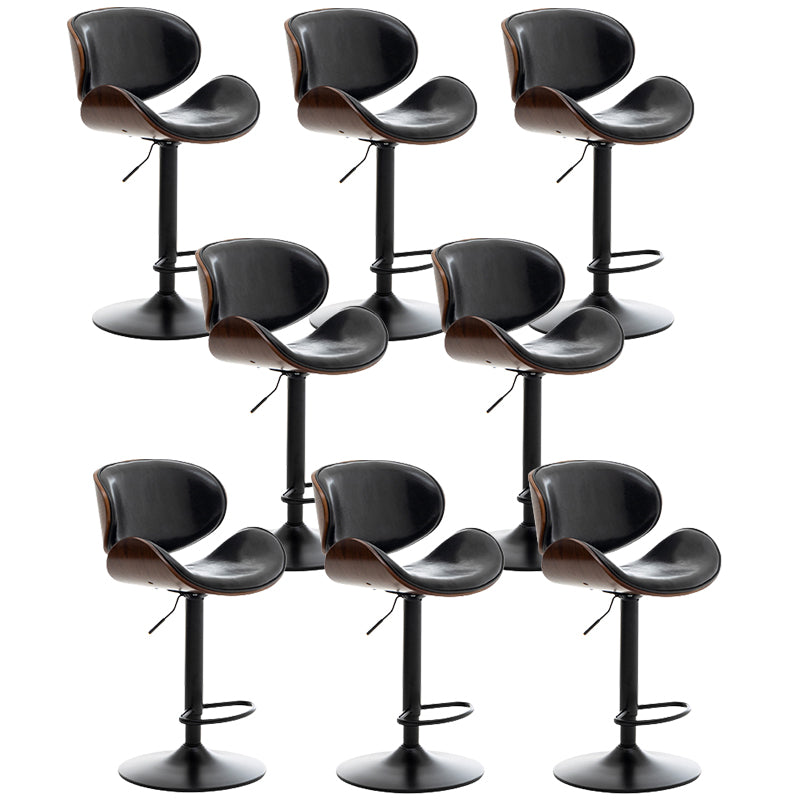 Contemporary Metal Adjustable Barstool Leather Counter Stool with Swivel in Matte Finish