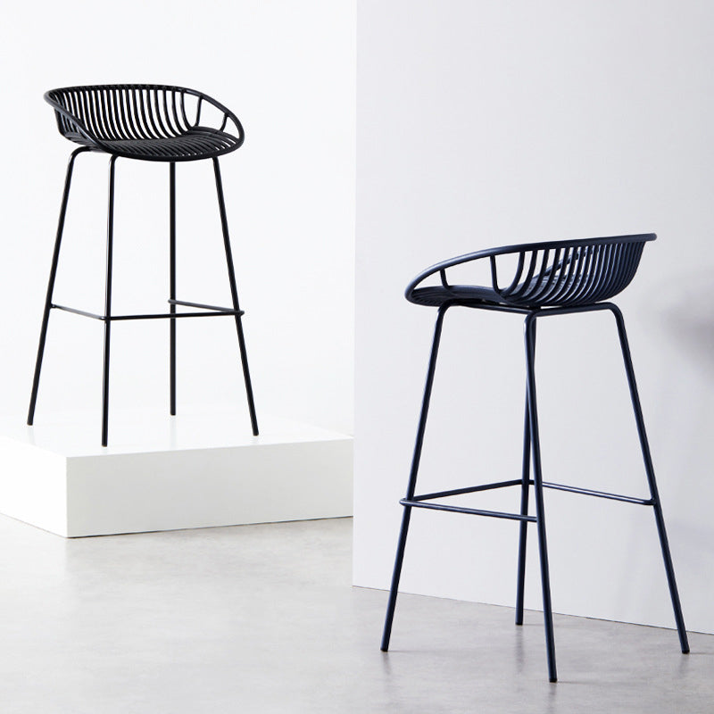 Contemporary Metal Barstool Plastic Stool in Matte Finish for Indoor