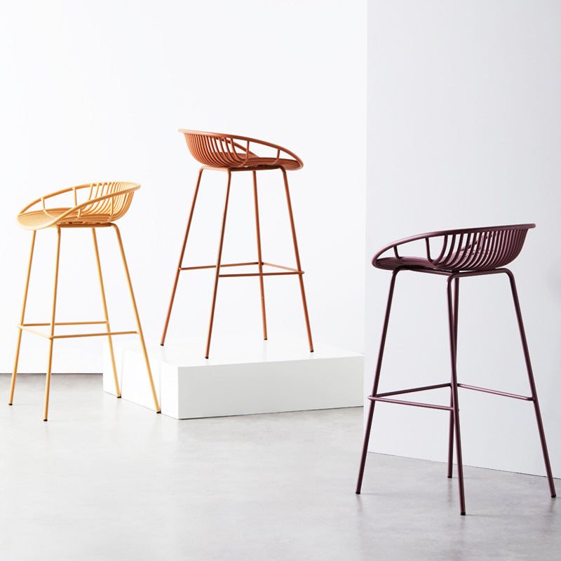 Contemporary Metal Barstool Plastic Stool in Matte Finish for Indoor