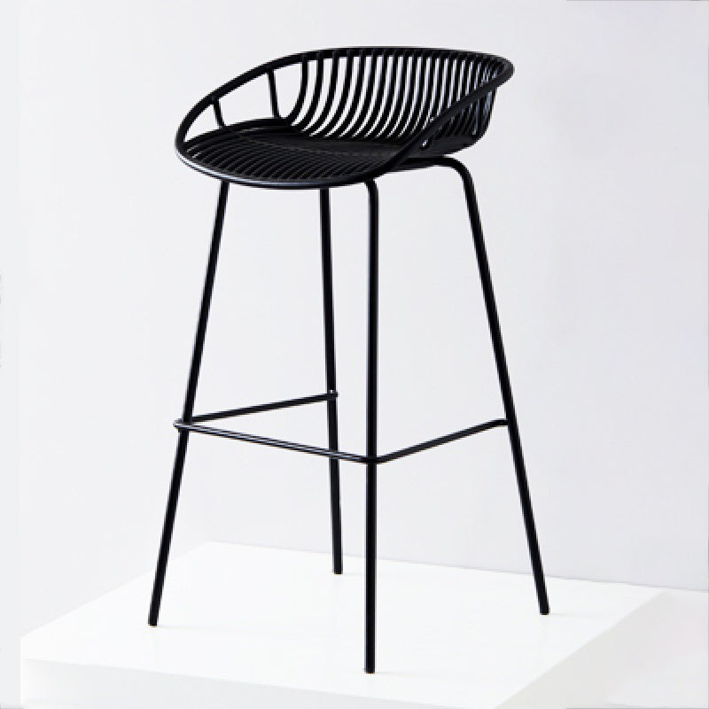 Contemporary Metal Barstool Plastic Stool in Matte Finish for Indoor