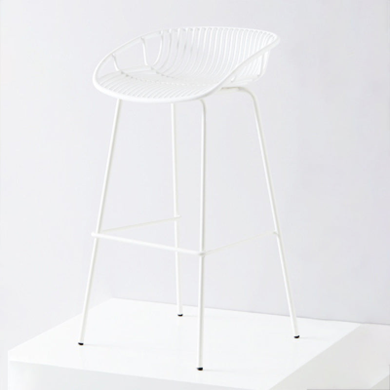 Contemporary Metal Barstool Plastic Stool in Matte Finish for Indoor
