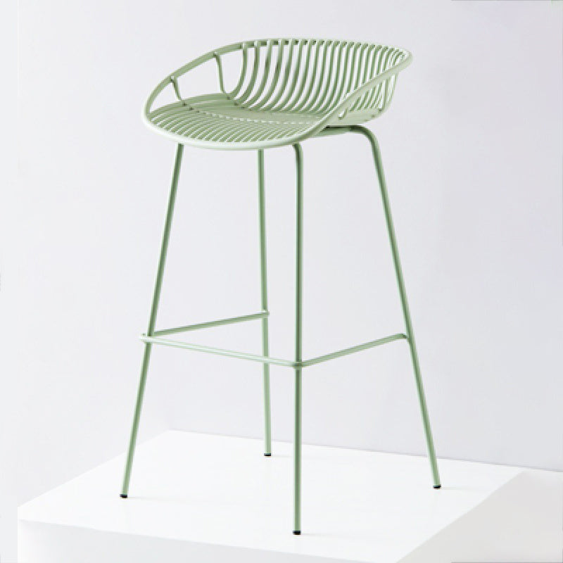 Contemporary Metal Barstool Plastic Stool in Matte Finish for Indoor