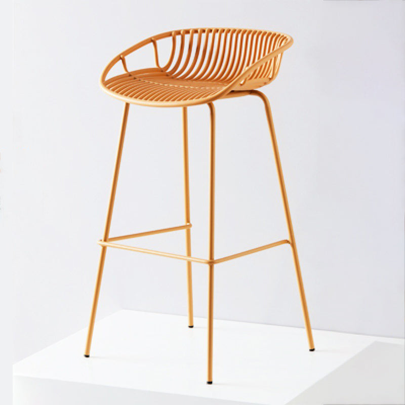 Contemporary Metal Barstool Plastic Stool in Matte Finish for Indoor