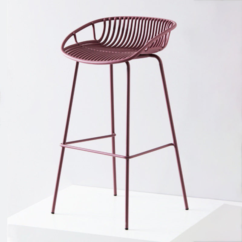 Contemporary Metal Barstool Plastic Stool in Matte Finish for Indoor