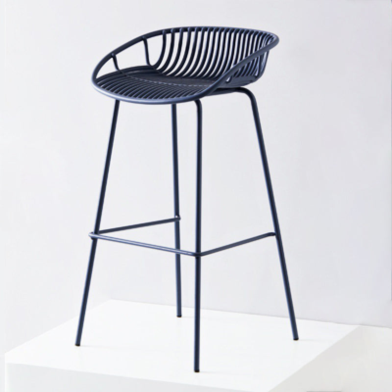 Contemporary Metal Barstool Plastic Stool in Matte Finish for Indoor