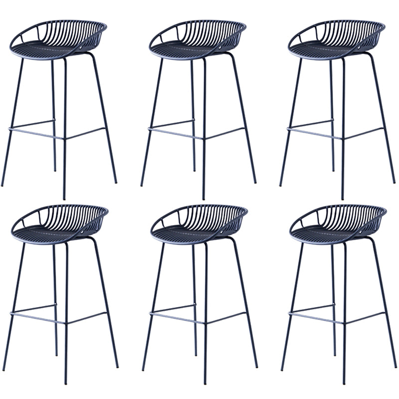 Contemporary Metal Barstool Plastic Stool in Matte Finish for Indoor