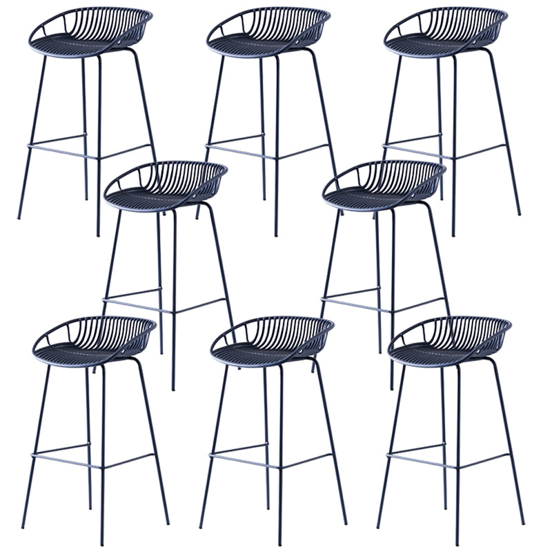 Contemporary Metal Barstool Plastic Stool in Matte Finish for Indoor