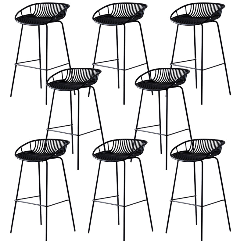 Contemporary Metal Barstool Plastic Stool in Matte Finish for Indoor