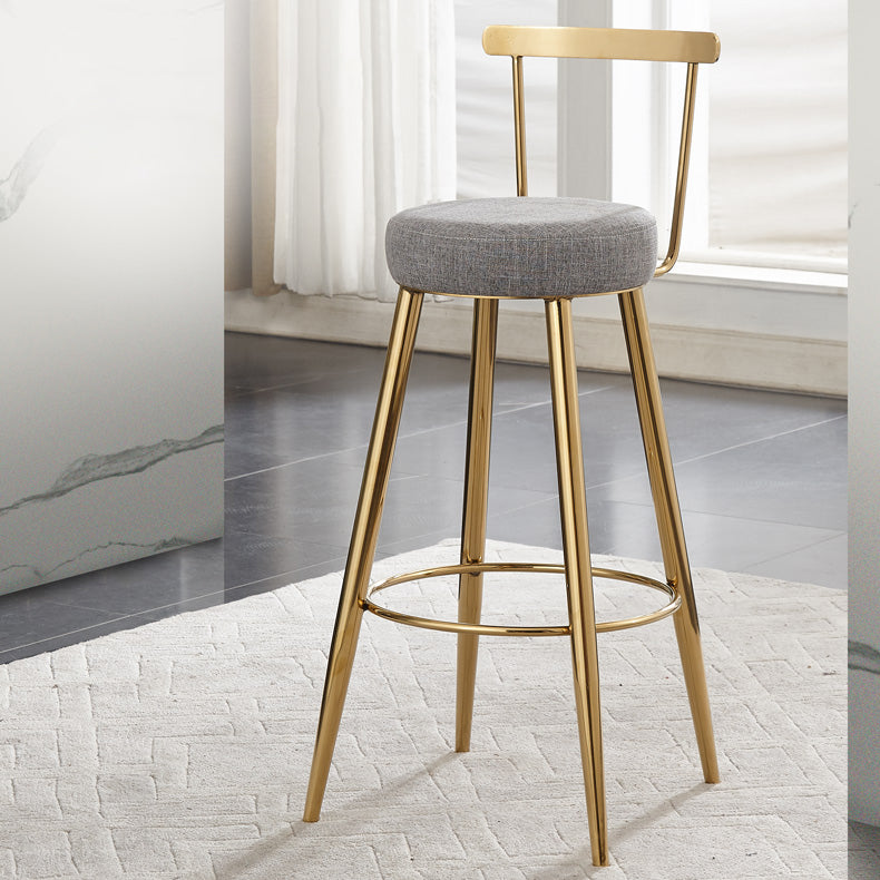 Glam Round Counter Bar Stool Low Back Footrest Counter Stool with Gold Base