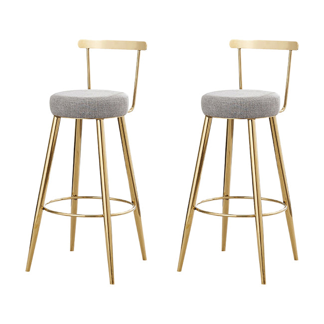 Glam Round Counter Bar Stool Low Back Footrest Counter Stool with Gold Base