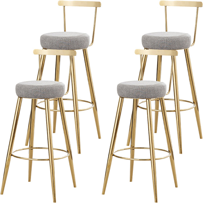 Glam Round Counter Bar Stool Low Back Footrest Counter Stool with Gold Base