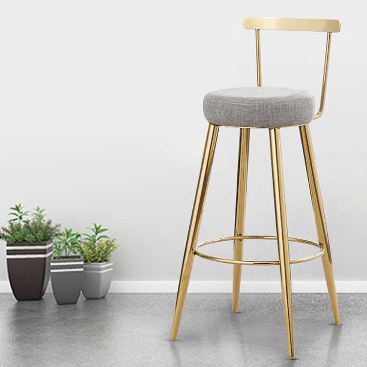 Glam Round Counter Bar Stool Low Back Footrest Counter Stool with Gold Base
