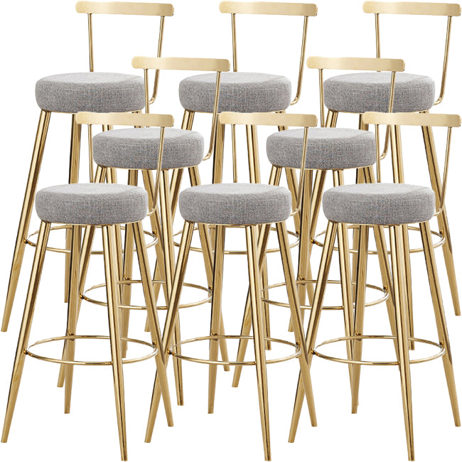 Glam Round Counter Bar Stool Low Back Footrest Counter Stool with Gold Base