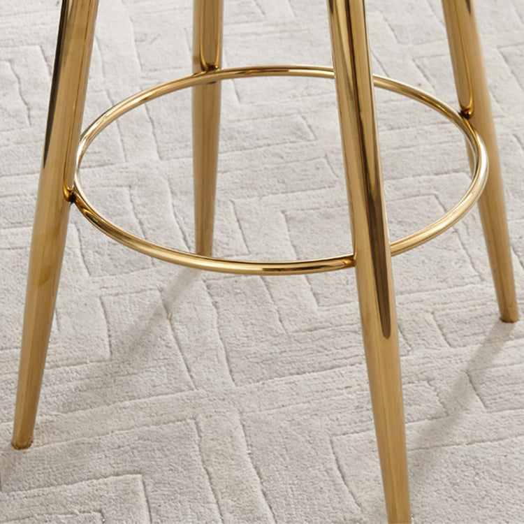 Glam Round Counter Bar Stool Low Back Footrest Counter Stool with Gold Base