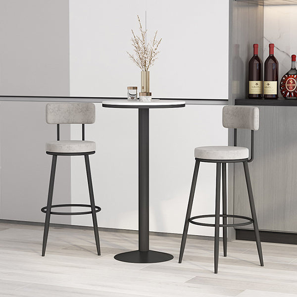 Modern Round Bar & Counter Stool Footrest Metal Counter Chair with Cushion