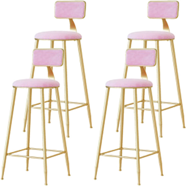 Glam Low Back Counter Stool Round Upholstered Counter Height Stool for Shop
