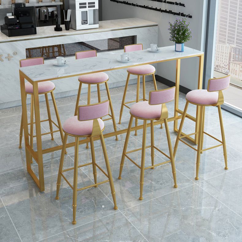Glam Low Back Counter Stool Round Upholstered Counter Height Stool for Shop