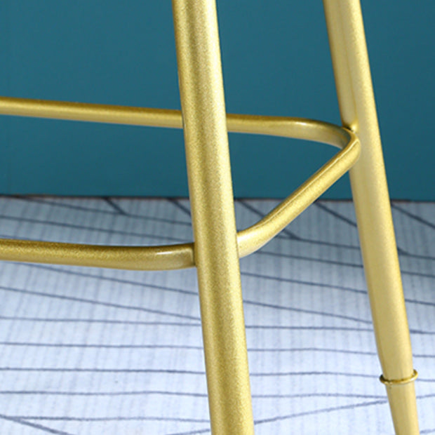 Glam Low Back Counter Stool Round Upholstered Counter Height Stool for Shop