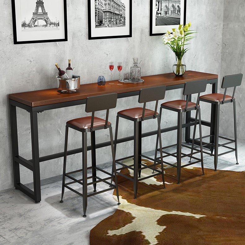 Industrial 1/5/9 Pieces Bar Table Set Rectangle Pine Wood Counter Table with Stools