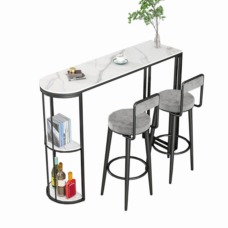 Modern 1/2/3 Pieces Bar Table Set Stone Counter Table with High Stools