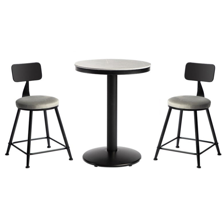 Industrial Style Gray Stone Top Bar Table Set 1/2/3 Pieces Counter Table with High Stools
