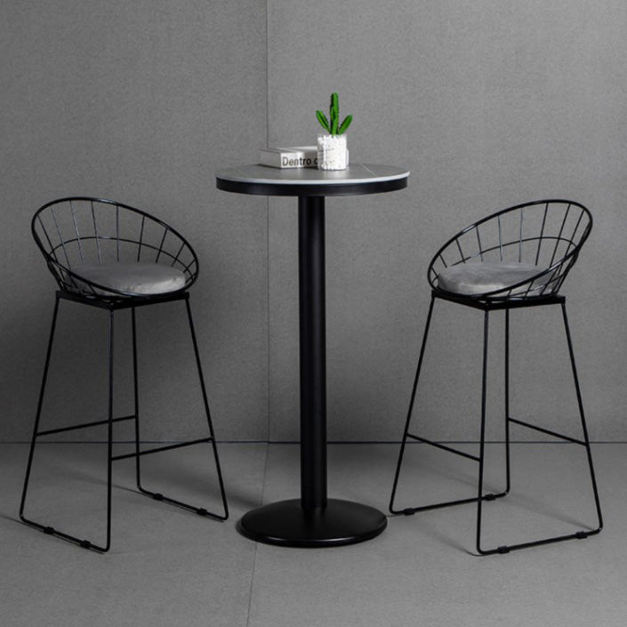 Industrial Style Gray Stone Top Bar Table Set 1/2/3 Pieces Counter Table with High Stools