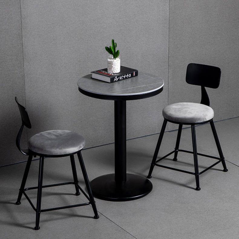 Industrial Style Gray Stone Top Bar Table Set 1/2/3 Pieces Counter Table with High Stools