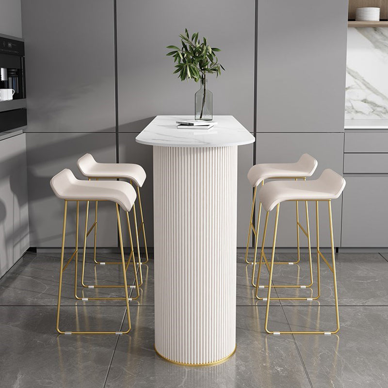 Modern 1/2/5 Pieces Bar Table Stone Counter Table with High Stools for Dining Room