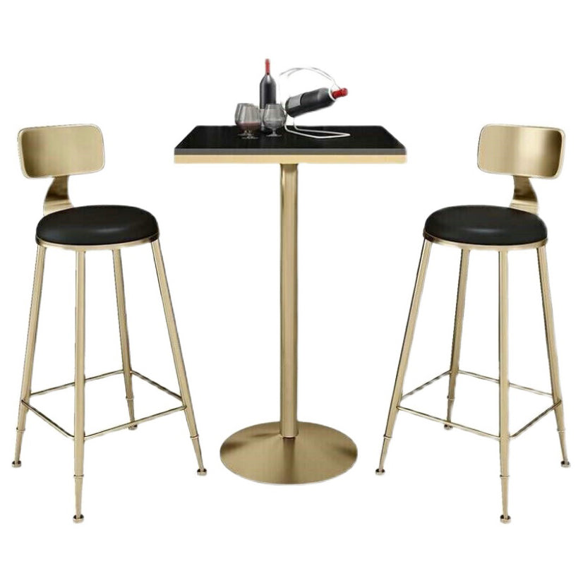 Modern Marble Counter Height Set 1/2/3/5 Pieces Shop Fixed Table Bar Set