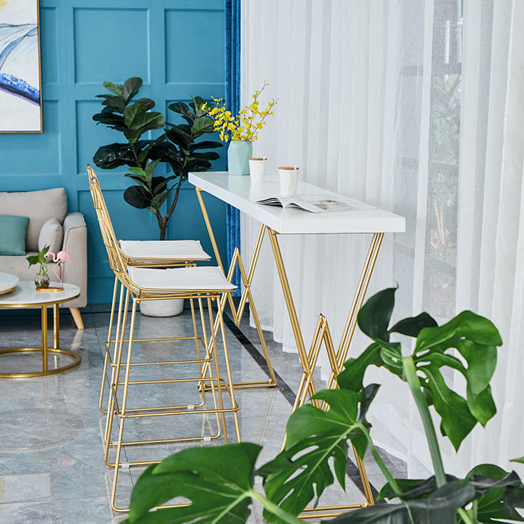 Glam White Wood Table and Stool Set 1/2/3/5 Pieces Double Pedestal Counter Set