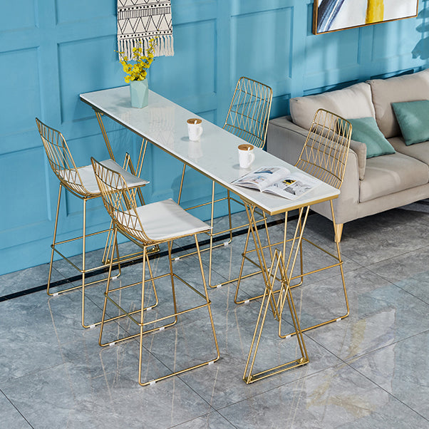 Glam White Wood Table and Stool Set 1/2/3/5 Pieces Double Pedestal Counter Set