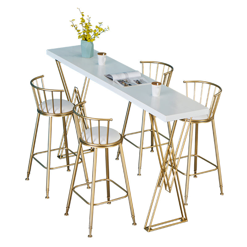 Glam White Wood Table and Stool Set 1/2/3/5 Pieces Double Pedestal Counter Set