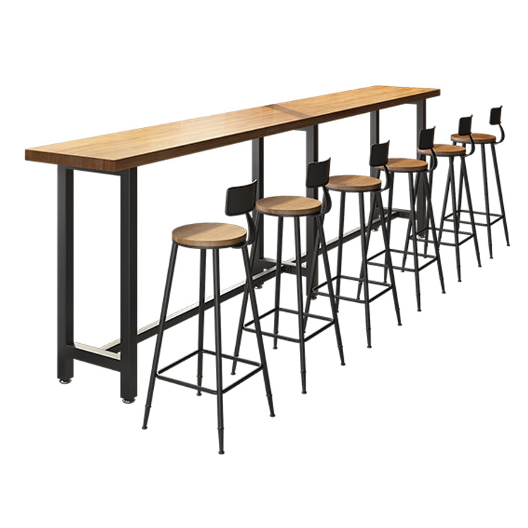Modern 1/7 Pieces Bar Table Set Rectangle Pine Wood Counter Table for Milk Tea Shop