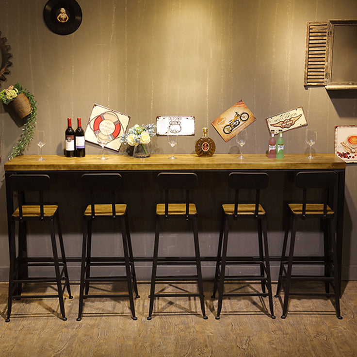 Industrial 1/6/11 Pieces Bar Table Set Rectangle Pine Wood Counter Table with High Stools