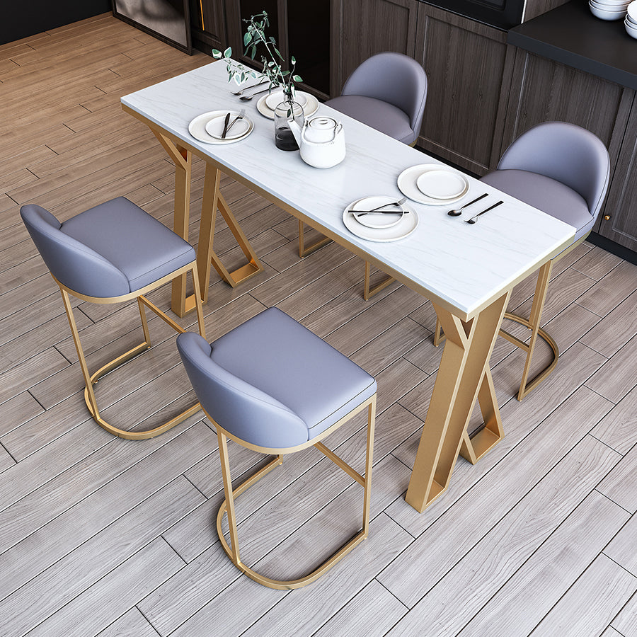 Rectangle Indoor Counter Set 1/3/5/7 Pieces White Stone Top Pub Dining Set