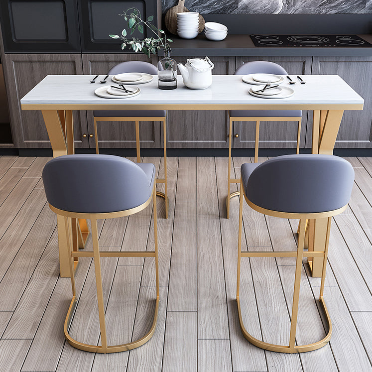 Rectangle Indoor Counter Set 1/3/5/7 Pieces White Stone Top Pub Dining Set