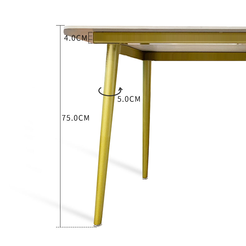 Modern Rectangle Dining Set 1/2/5 Pieces Stone Top Indoor Dinette Set with Gold Base