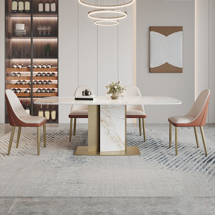 Luxurious Sintered Stone Top Dining Set Rectangle 1/4/5/7 Pieces Dinette Table Set