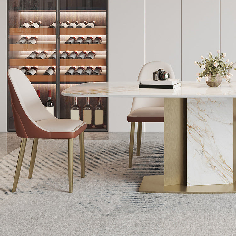 Luxurious Sintered Stone Top Dining Set Rectangle 1/4/5/7 Pieces Dinette Table Set