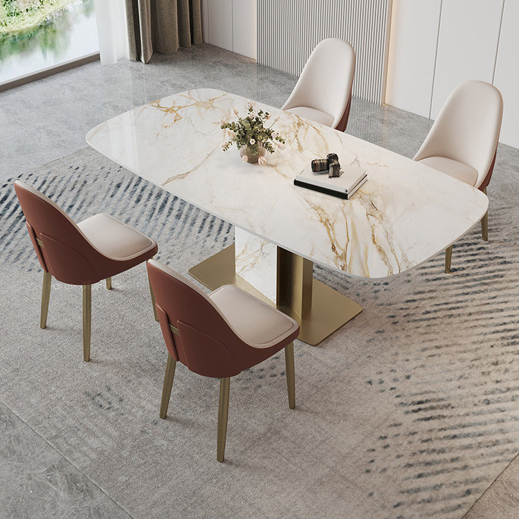 Luxurious Sintered Stone Top Dining Set Rectangle 1/4/5/7 Pieces Dinette Table Set