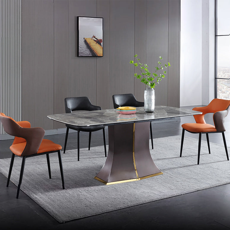 Modern Gray Sintered Stone Dining Table Set 1/2/5/7 Pieces Dining Set