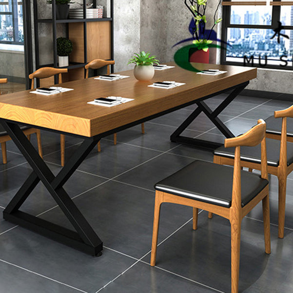 Industrial 1/2/7 Pieces Dining Set Solid Wood Natural Double Pedestal Dinette Set