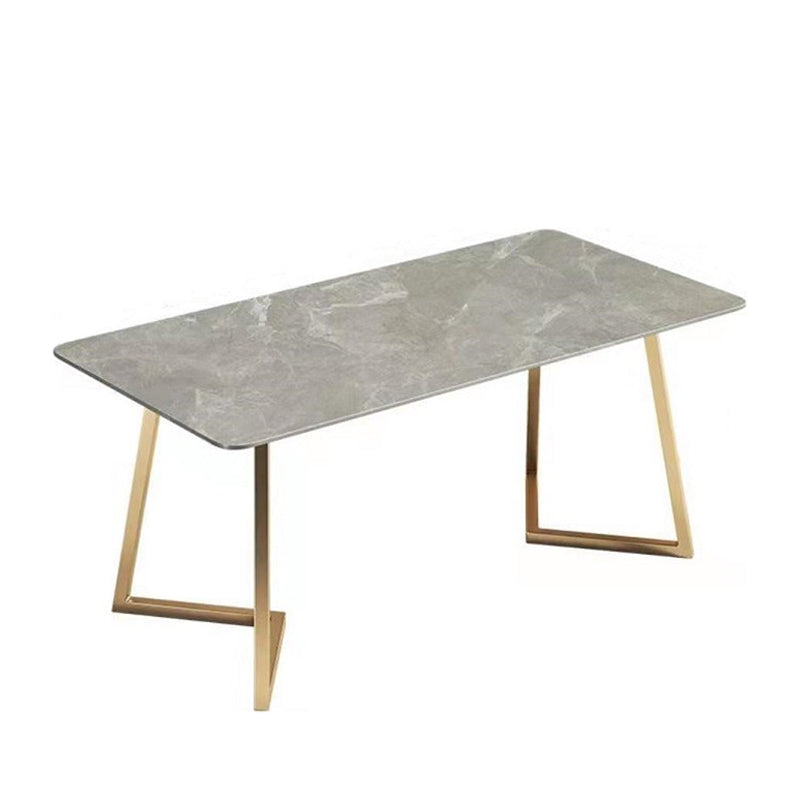 Metal Traditional Luxury Rectangle Dining Table with Sled Sintered Stone Table for Home