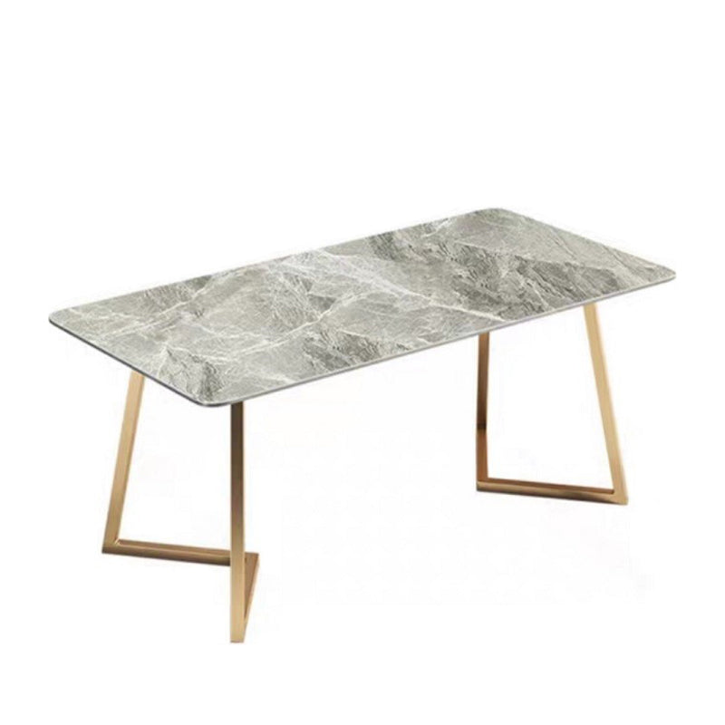 Metal Traditional Luxury Rectangle Dining Table with Sled Sintered Stone Table for Home