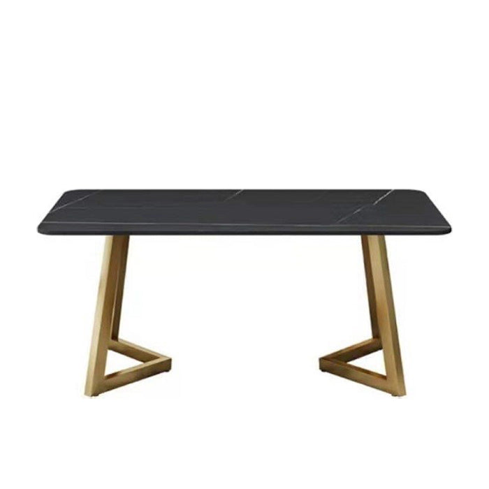 Metal Traditional Luxury Rectangle Dining Table with Sled Sintered Stone Table for Home