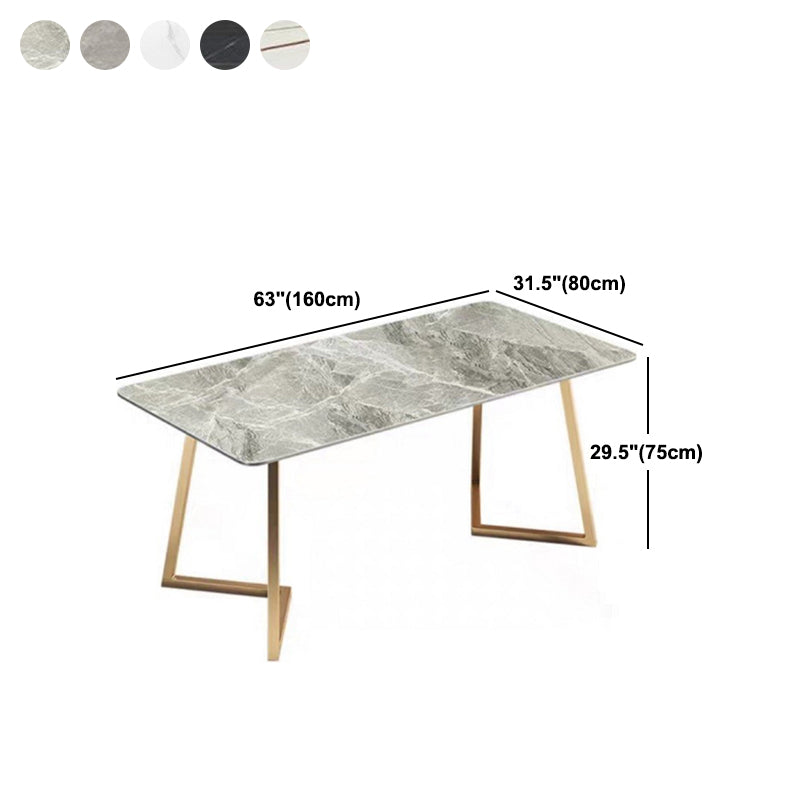 Metal Traditional Luxury Rectangle Dining Table with Sled Sintered Stone Table for Home
