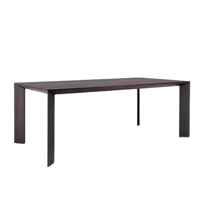 Modern Rectangle Dining Site Table Black Solid Wood 4 Legs Dining Table